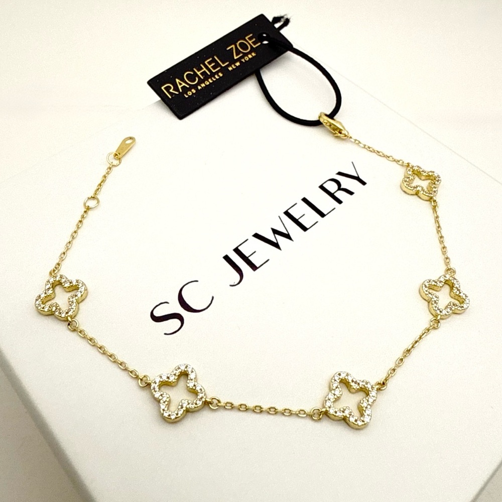 Rachel Zoe Clover Bracelet 925 Sterling Silver